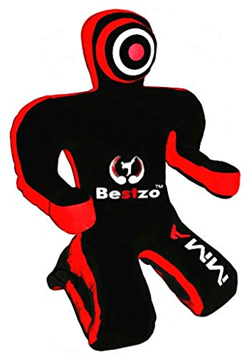 Bestzo Straight MMA Grappling Dummy - Unfilled Synthetic Leather BJJ Wrestling & Judo Training Bag (4ft/5ft/6ft)