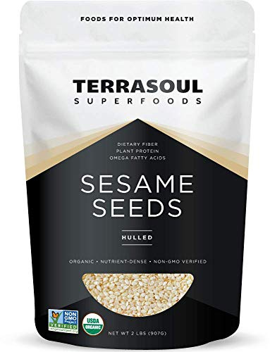 Terrasoul Superfoods Organic Hulled Sesame Seeds, 2 Lbs - Perfect for Tahini | Gluten-free | Raw