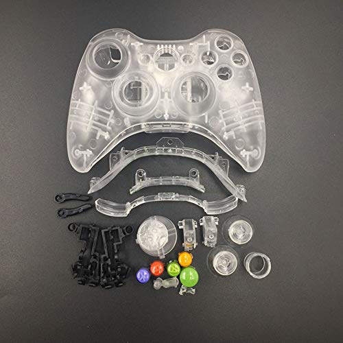 Housing Shell Joystick Housing Case Cover Skin with Thumbsticks Button Kit Replacement for Xbox 360 Wireless Controller (Clear White)