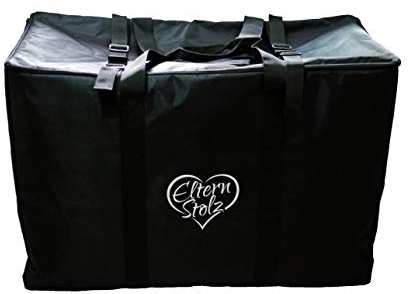 Elternstolz vadderad transportväska För barnvagnar barnstolar Med fixeringsrem, svart, 85x60x43 cm (1er Pack), avslappnad