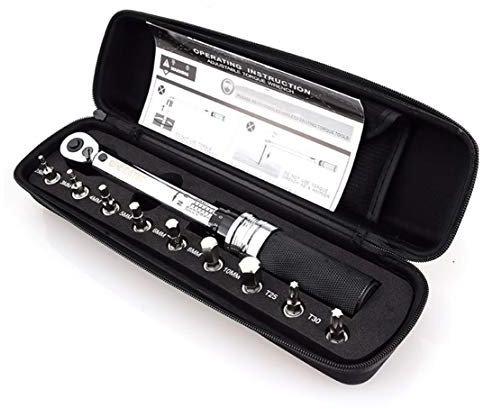 HIOD Clé Dynamométrique Lecteur 1/4 Pouce avec Boîte à Outils, Ensemble de Clés à Douilles Hexagonales et Torx pour Entretien de Vélos