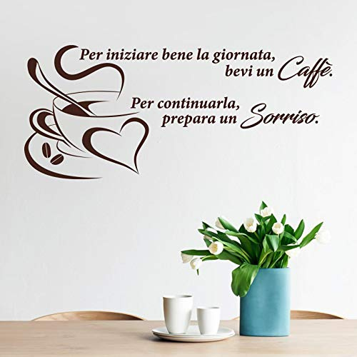 Adesivi murali bar caffetteria frase dedicata al caffè, decorazioni murali adesivi adatti anche per la cucina