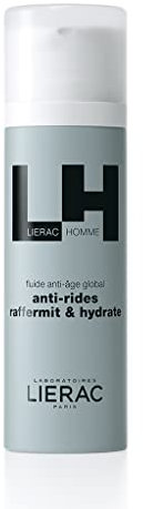 Lierac Homme Fluido Anti Rughe Idratante Tonificante Viso e Contorno Occhi da Uomo, con Acido Ialuronico, per Tutti i Tipi di Pelle, Formato da 50 ml
