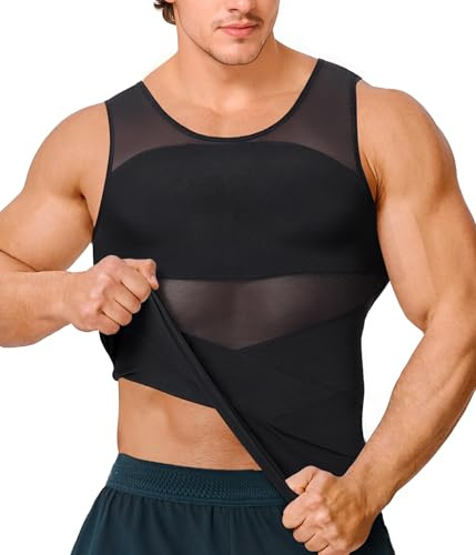 KUMAYES Maglietta Compressione Uomo Canotta Contenitiva Snellente Intimo Modellante Dimagrante Guaina Contenitiva (Nero, XXL)