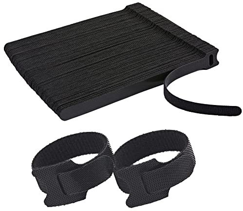 NBTORCH 100 PCS Reusable Cable Ties with Hook and Loop, Multi-purpose Adjustable 8 Inch Cable Management Wire Ties Cable Straps for Organizing Home, Office and Data Centers (Black)