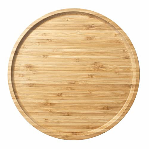 Bandeja de Bambu, Bandeja de Madera Redonda para Servir, Fuente de Bambú para Servir, Fruta, Pan, Plato de Ensalada, Tabla para Servir Charcutería (30 cm)