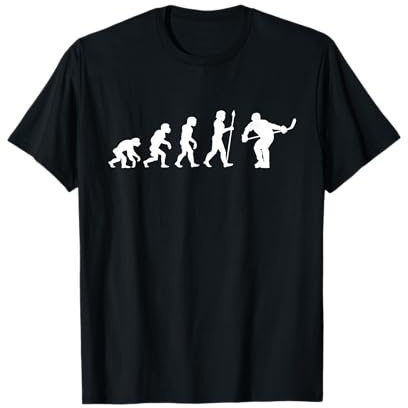 Ice hockey - hobby and passion Eishockey Evolution Eishockeyspieler T-Shirt, Unisex, Schwarz, S, Kurzarm, Klassisch, V-Ausschnitt