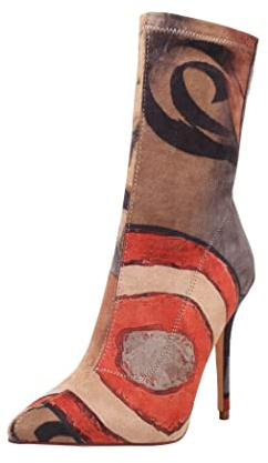 vivianly Women's Sexy Pointy Toe Stiletto Heels Ankle Boots Printed Stretchy Sock Booties Size 8