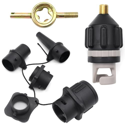 GOIYZTTR SUP Ventil Adapter Aufblasbarer Adapter mit 4 Stück Gasdüse Inflatable Sup Pumpe Adapter für Schlauchboote, Stand Up Paddle Board, Aufblasbarer Bett