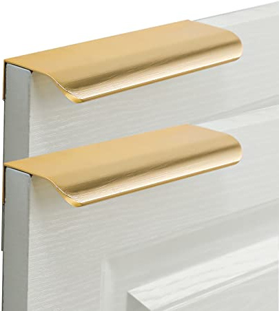 2 Stück Unsichtbarer Möbelgriff Gold Schrankgriffe Versteckt SchubladenKnöpfe Türgriff unsichtbar Hinterschraubgriff für Schlafzimmer Küche Kleiderschrank Profilgriff (Länge 300mm)