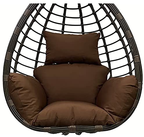 PJDDP Columpio Cesta Colgante del Amortiguador De Asiento, Lavable Colgante Huevo Cojines con Cremallera, Silla Colgante Mimbre Hamaca Jardin para Interiores Y Exteriores,Marrón