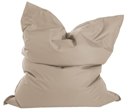 mokebo Outdoor Sitzsack XXL 'Der Große' (130x170cm) Made in Germany, Bean Bag mit Füllung, Riesen-Sitzsack, Sitzkissen, Bodenkissen groß für Balkon & Terrasse, Liegekissen in Beige-Khaki