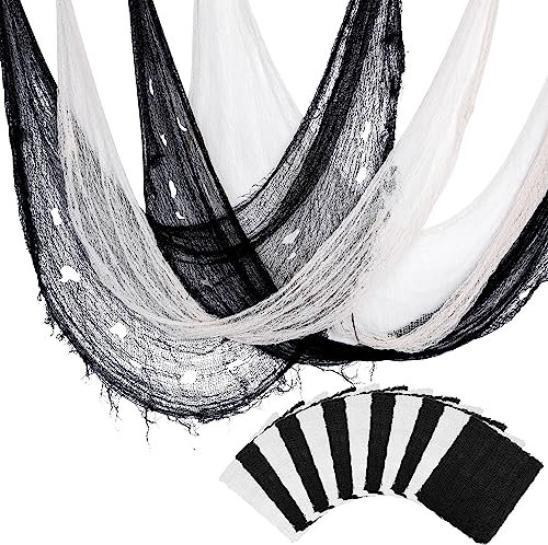 12 Pcs Halloween Creepy Cloth- 30 x 72 Inch Scary Spooky Cloth Creepy Gauze- Freaky Loose Weave Creepy Cloth Fabric Scary Spooky for Halloween Party Decoration (6 Black + 6 White)