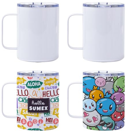 Sumex Lot de 4 tasses à sublimation en acier inoxydable 355 ml