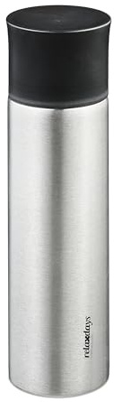 Relaxdays Trinkflasche Edelstahl, 750 ml, auslaufsicher, Kalt-& Heißgetränke, Vakuum Isolierflasche mit Becher, Silber
