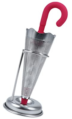BRIGHTFUFU Stainless Steel and Silicone Umbrella Tea Infuser Reusable Tea Strainer for Creative Kitchen Accessories for Home Brewing Random Color