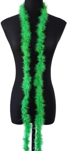 1 x 2m Federboa Truthahnfedern Boa,Flauschige Plüsch-Feder Boa Federstola Federschal Federgirlande für Weihnachtsbaum Hochzeit Basteln Burlesque Karneval Party 20er Jahre Kostüm Deko,ca. 10g Grün