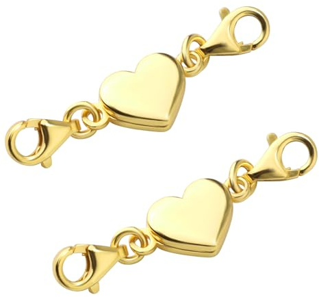 2pcs Fermoirs Magnétiques en Forme Cour, Fermoir Mousqueton Double Doré Fermetures de Collier en Alliage Rallonge de Chaîne de Bracelet pour Fabrication de Bijoux Accessoires de Bricolage