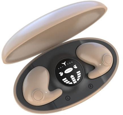 Fiauli Wireless Earbuds,Bluetooth Earbuds With Built-in Mic LED Display,360 Surround Sound IPX5 Waterproof Bluetooth Earphone,Bone Conduction Bluetooth 5.3 Wireless Headphones in Ear for Sport (Khaki)