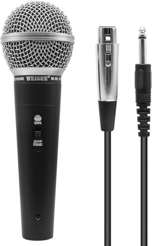 QiCheng&LYS Professional Dynamic Vocal Microphone - Moving Coil Dynamic Cardioid Unidirectional Handheld Microphone Includes 16ft/5 m XLR Audio Cable to 1/4'' Audio Connection(M-58)