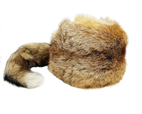 CUCUBA Ushanka Roter Fuchs Hut mit Pelzschwanz Handgemachte Flauschige Trapper Stil Unisex - Größe 60 (XL), braun, 60 cm