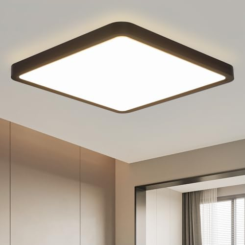 muyuua Deckenlampe LED Deckenleuchte Flach - Schlafzimmerlampe Schwarz