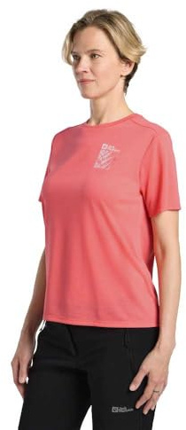 Jack Wolfskin Damen Vonnan Graphic W T-Shirt, Explore Sunset Coral, M EU