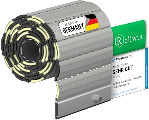 Rollwin ROLLADEN ALU Maxi 52 Grau Gebohrte Endleiste Rolladenpanzer Aluminium Lamelle mit Rollladendämmung Rollladenfenster Rollladen DEUTSCHE Produktion zum Einbauen Hier Konfigurieren »»