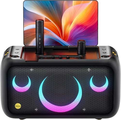 Karaoke Machine for Adults with Lyrics Display, Built-in 13.3 Screen, Truly All in One Karaoke Machine with 2 Wireless Microphone (Hidden & Self Charging), 800W Bluetooth Speaker for Party, TV