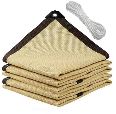 Marrone Chiaro Rete Ombreggiante 4x5m, 8 Pin, Protezione Solare, Resistente Alle Intemperie - Teli Ombreggianti da Esterno - Vela Parasole per Uso Esterno Patio Giardino