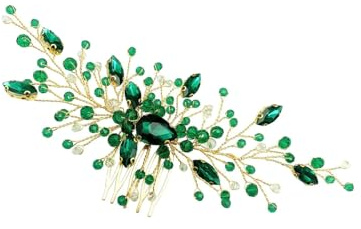 TOZBLEU grün haarschmuck,Glitzernder Kristall Haarkamm,Haarschmuck Hochzeit Haarkamm Grüne Kristallhaarkämme Weihnachten Haarschmuck Für Braut und Brautjungfern,Mädchen