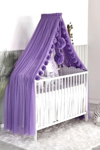 Baby Fancyroom Dosel para cuna de bebé, mosquitera, cama auxiliar, dosel, decoración de habitación de bebé, dosel para habitación infantil, de tul premium (morado)