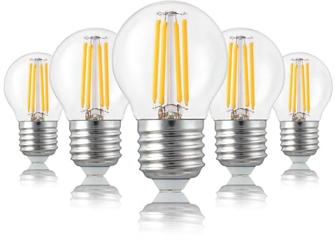 hellum e27 LED Birne Tropfen, Glühbirne e27 4,5 W, LED Leuchtmittel klar, 470 Lumen warmweiss, 5er Set mini Kühlschrank Glühbirne, Glühlampe warmweiß, 220438
