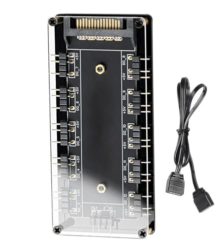 Lunaobrik Computer Case Fan Hub - Desktop Game Chassis Lighting Controller | PC Fan Lighting Effect Controller, 10-in-1 Game Computer Chassis ARGB Light Hub