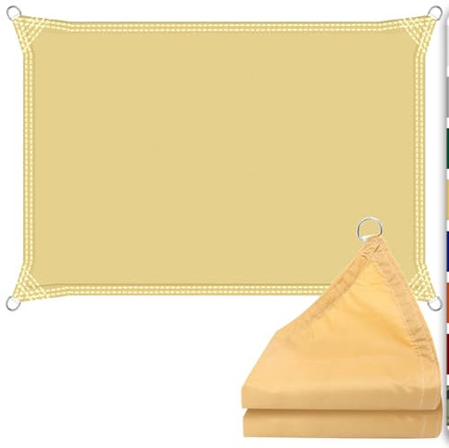 Sun Shade Sail 1.5m x 1.5m Rectangular Sunscreen Waterproof Awning Canopy, 180g/㎡ Shade Cover UV Block with Free Rope for Outdoors Activities, Garden, Patio, Yard, Party. (Yellow)