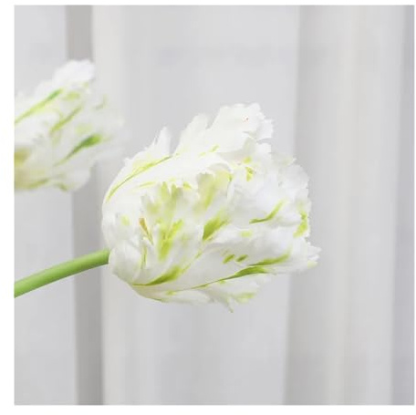 WENH 5 Stücke Seide Tulpe Künstliche Blumen Hause Dekoration Wohnzimmer Ornamente Gefälschte Tulpen Brautstrauß Hochzeit Party Decor(White Tulips)