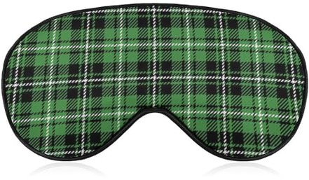 Bequemer Augenschutz für die Nacht, St. Patricks Day, grün kariertes Tartan-Augenschutz, weiches elastisches Band für Damen und Herren