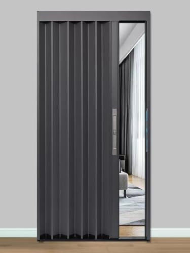 Portes accordéon multi-plis pour porte coulissante intérieure pliante pour porte, salle de bain, douche et séparateur de pièce, cadre de porte gris avec panneau en aluminium, disponible en différentes