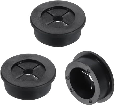 QUARKZMAN 3 Pcs Passacavo, 1 3/16 Pollice (30mm) Passacavo Flessibile in Gomma Copriforo per Scrivania per Organizzazione Cavi da Ufficio, Nero