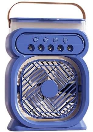 lmoikesz Mini Luftkühler LED Nachtlicht Fornano Spray Timing Schalter Abnehmbare Maske Hot Drei in einem Lüfter Klimaanlage ABS, Blau