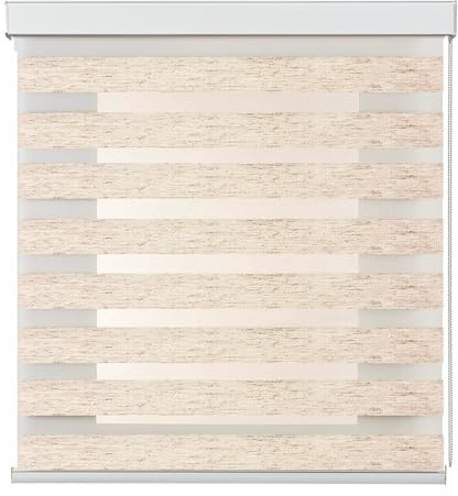 PARAMAISON Tenda a Rullo con Cassonetto per Interni Giorno e Notte, Struttura in Alluminio, Catenella, Tenda Doppia Posizione e Luminosità Variabile | 200x300 Lino/Bianco