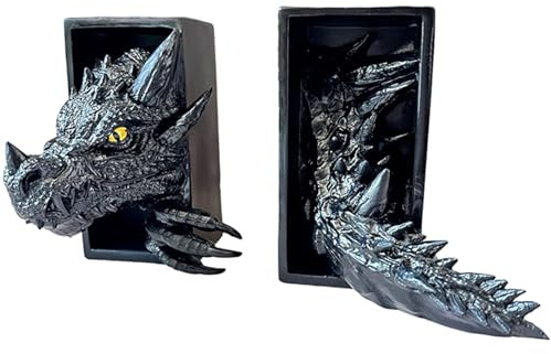 Buchstützen in 3D-Drachenform, zum Herausnehmen von Bücherregalen oder als Bücherregal, 2 Stück