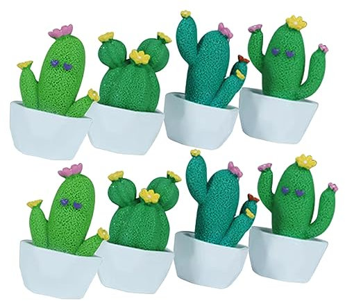 TOYANDONA 8 Figuras Mini de Cactus en Maceta, Resina, Decoración del Hogar y Coche, Adornos Pequeños para Mesa y Oficina