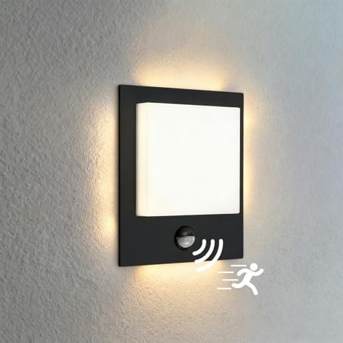 MULANDI Außenleuchte mit Bewegungsmelder, 4000K Neutralweiß aus Gussaluminium, Dunkelgrau Wandleuchte Innen Außen Wandlampe, IP44 wasserdicht für Terrasse, Eingang und Garten​