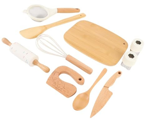 Dilwe Ensemble de Couteaux pour Enfants en Bois Ensemble pour Les Tout-Petits et Couteau à Couteaux 10 Pièces Fitend des Jouets de Cuisine pour Garçons Filles âgées de 3 Ans et Plus avec des