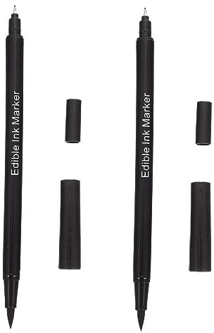 VERDANVERSE 2pezzi Penna Decorativa Alimentare Doppia Punta Pennarello per Dolci e Torte Sicuro per Biscotti Fondant e Glassa Nero