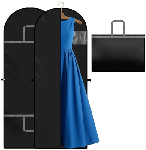 Porta Abiti da Viaggio 180x60cm (2 Pezzi) | Custodie per Abiti Pieghevoli Anti-Polvere | Sacchetti Vestiti con Finestra Visibile e Maniglia | per Abiti da Sposa, Cerimonia e Cappotti