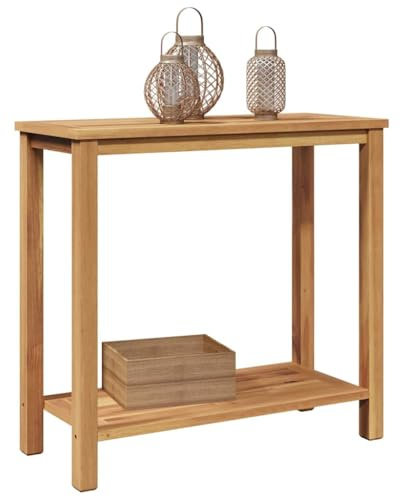 vidaXL Tavolo consolle Marrone 80 x 35 x 75 cm Legno di Teak Solido, Tavolo Consolle da Giardino, Mobili Moderni per Esterni, Legno di Teak per Ripostiglio, Figo per Terrazza