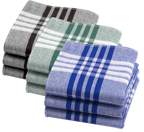 URAQT Taschentücher Herren 40cm x 40cm, Herrentaschentücher Karomuster, Handkerchief Wiederverwendbar, Hochzeits- und Herrengeschenke