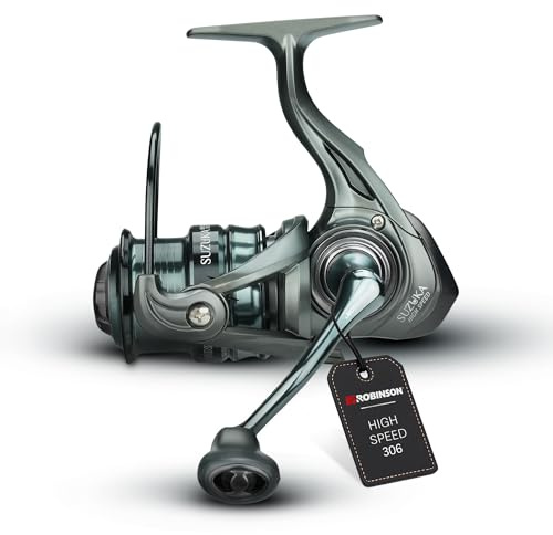 Robinson Angelrolle High Speed | Spinnrolle mit Frontbremse, 6.2:1 | High-Speed-Getriebe 6,2:1 · Eloxierte Duralu-Spule + Graphit-Ersatzspule · 10 kg Multidisk-Bremse · Leichtes Graphit · 325 g